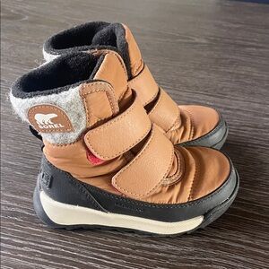 Sorel Kids' Tan and Black Velcro Winter Boots